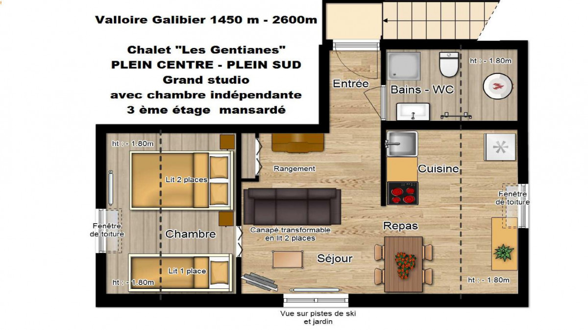 PLAN - CHALET LES GENTIANES APPARTEMENT 3 - VALLOIRE CENTRE PLAN - CHALET LES GENTIANES APPARTEMENT 3 - VALLOIRE CENTRE