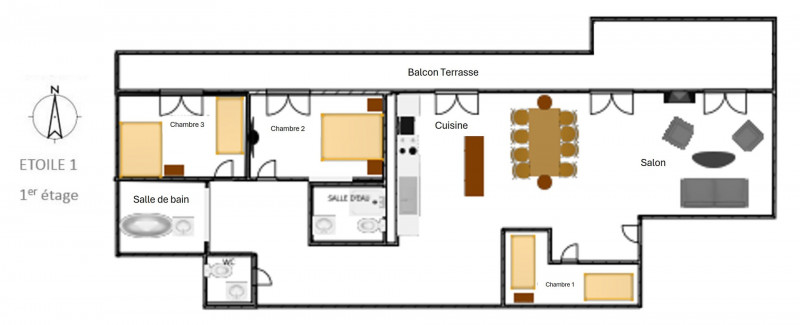 PLAN - APPARTEMENT ETOILE DES NEIGES 1 - VALLOIRE CENTRE PLAN - APPARTEMENT ETOILE DES NEIGES 1 - VALLOIRE CENTRE