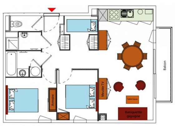 PLAN - APPARTEMENT FERMES DE L'ARCHAZ B211 - ARCHAZ - VALLOIRE PLAN - APPARTEMENT FERMES DE L'ARCHAZ B211 - ARCHAZ - VALLOIRE
