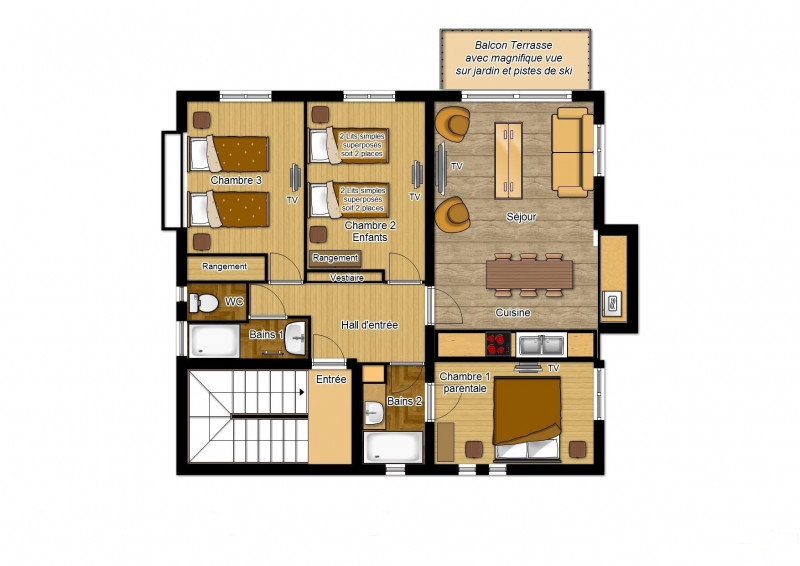 PLAN - CHALET LES GENTIANES APPARTEMENT 2 - VALLOIRE CENTRE PLAN - CHALET LES GENTIANES APPARTEMENT 2 - VALLOIRE CENTRE